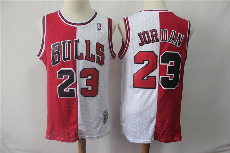 Men Chicago Bulls 23 Jordan red and white Throwback spliced NBA Jersey